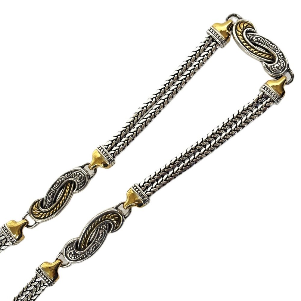 Vintage 90s Signed Brighton Silver Gold Tone Adjustable Metallic Belt Size Small - Picture 5 of 14